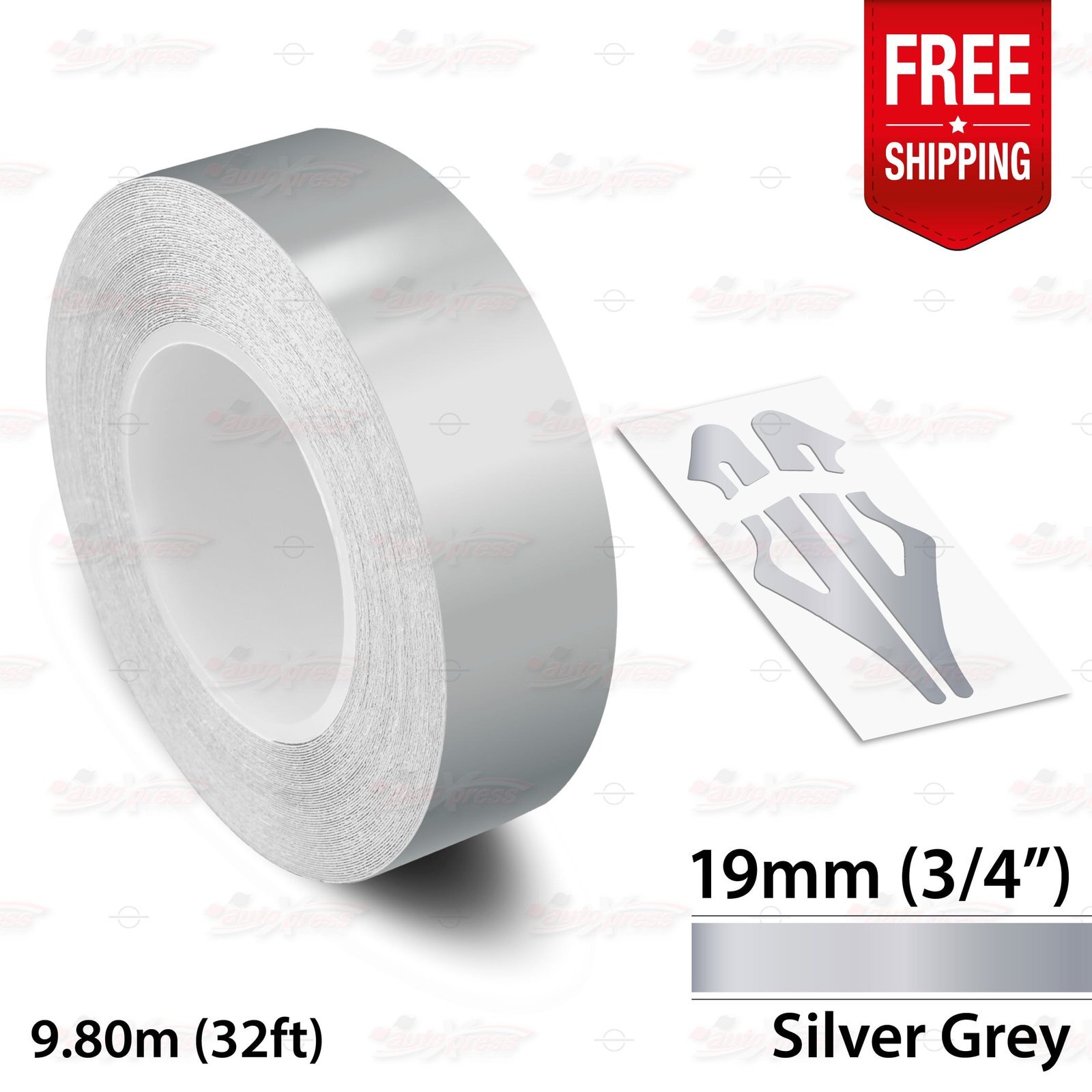 SILVER GRAY 3/4″ 19mm Roll PIN STRIPE Car Striping Line TAPE Decal Vinyl Sticker