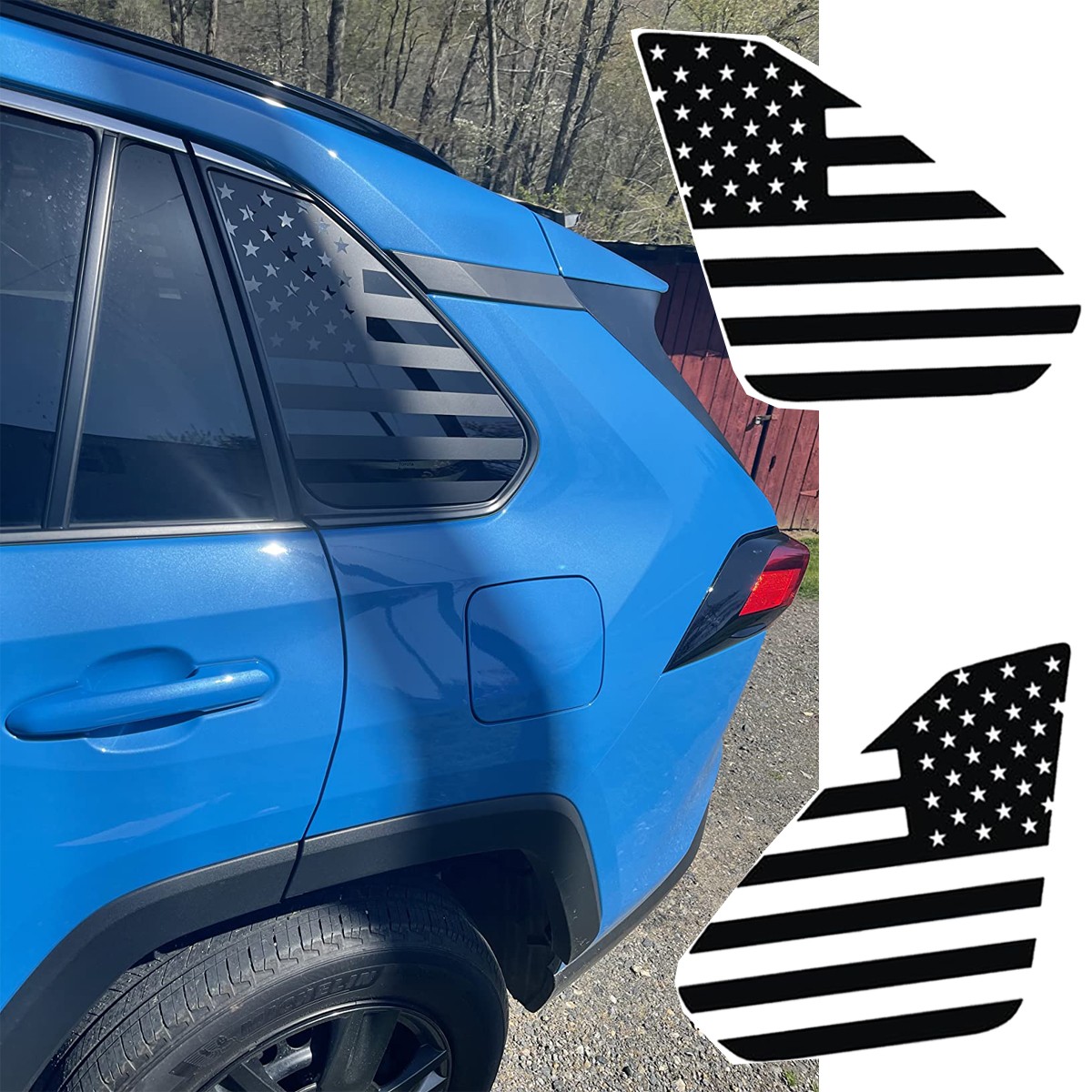 USA Flag Window Vinyl Decals For Toyota Rav4 2019-2025 Rear Quarter Glass Decor
