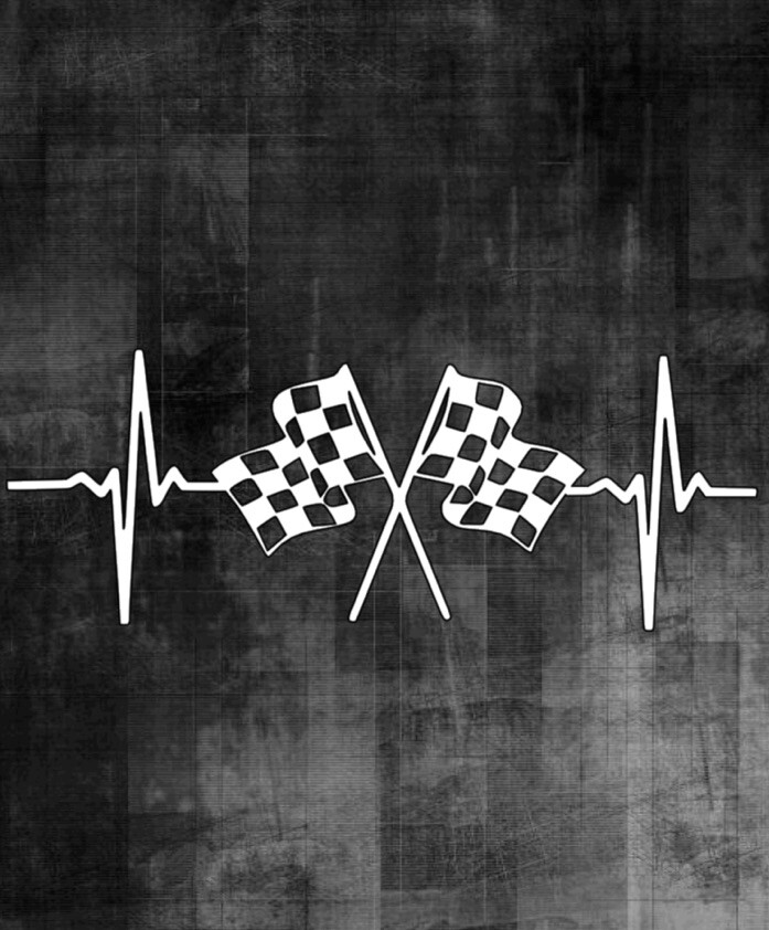 Racing Heartbeat Checkered Flag Dirt Life Decal You Pick Color