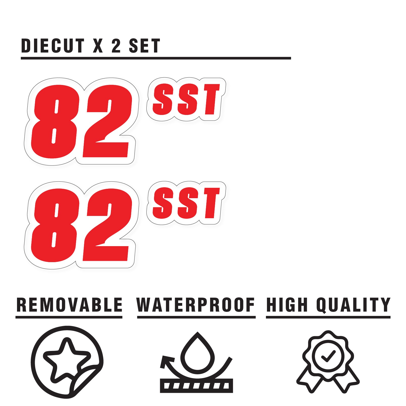 Custom Autocross Number Class Magnet Decal x2 8,10,12-16 inch – White Outline