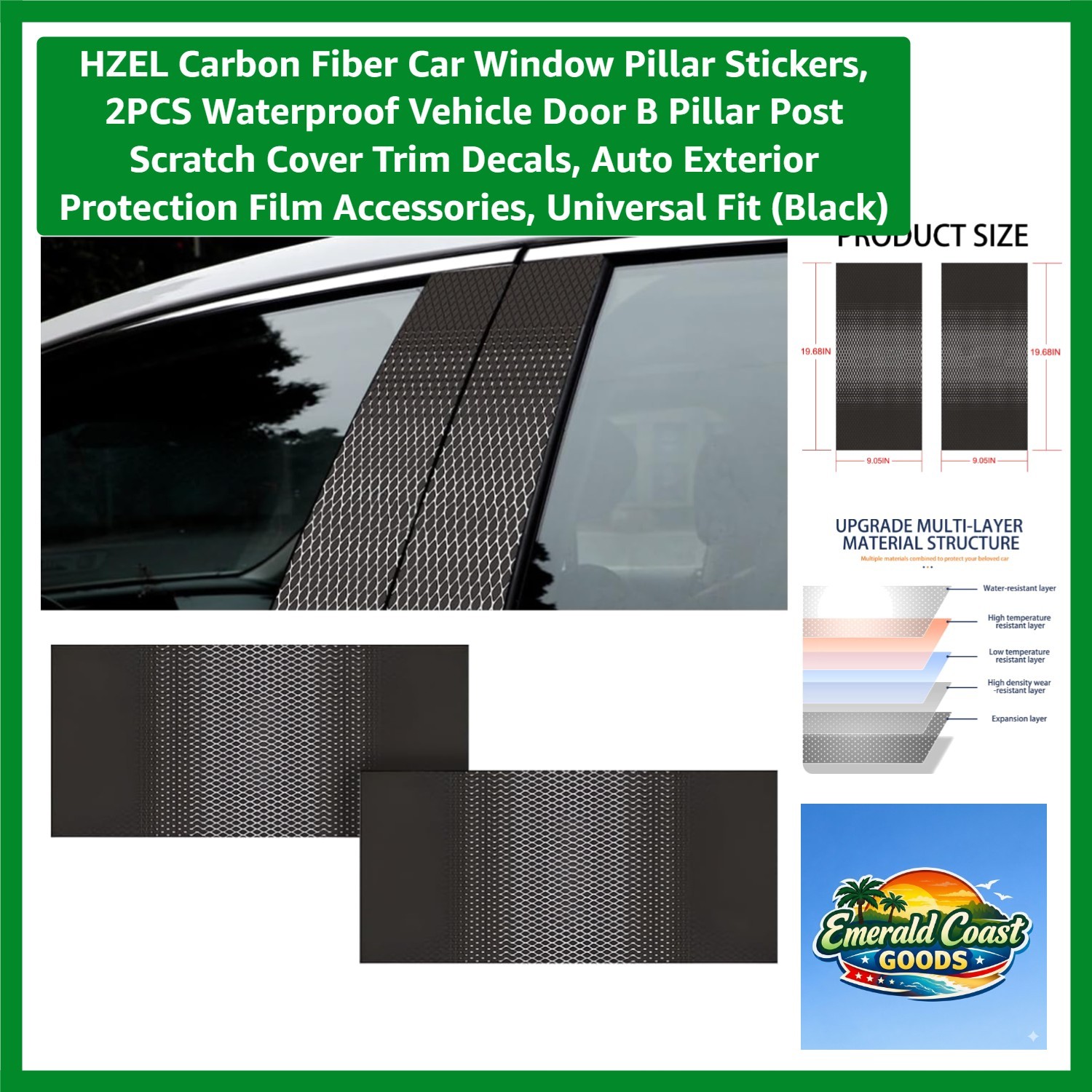 Universal Fit Carbon Fiber Vehicle B-Pillar Decals – Scratch Cover & Style