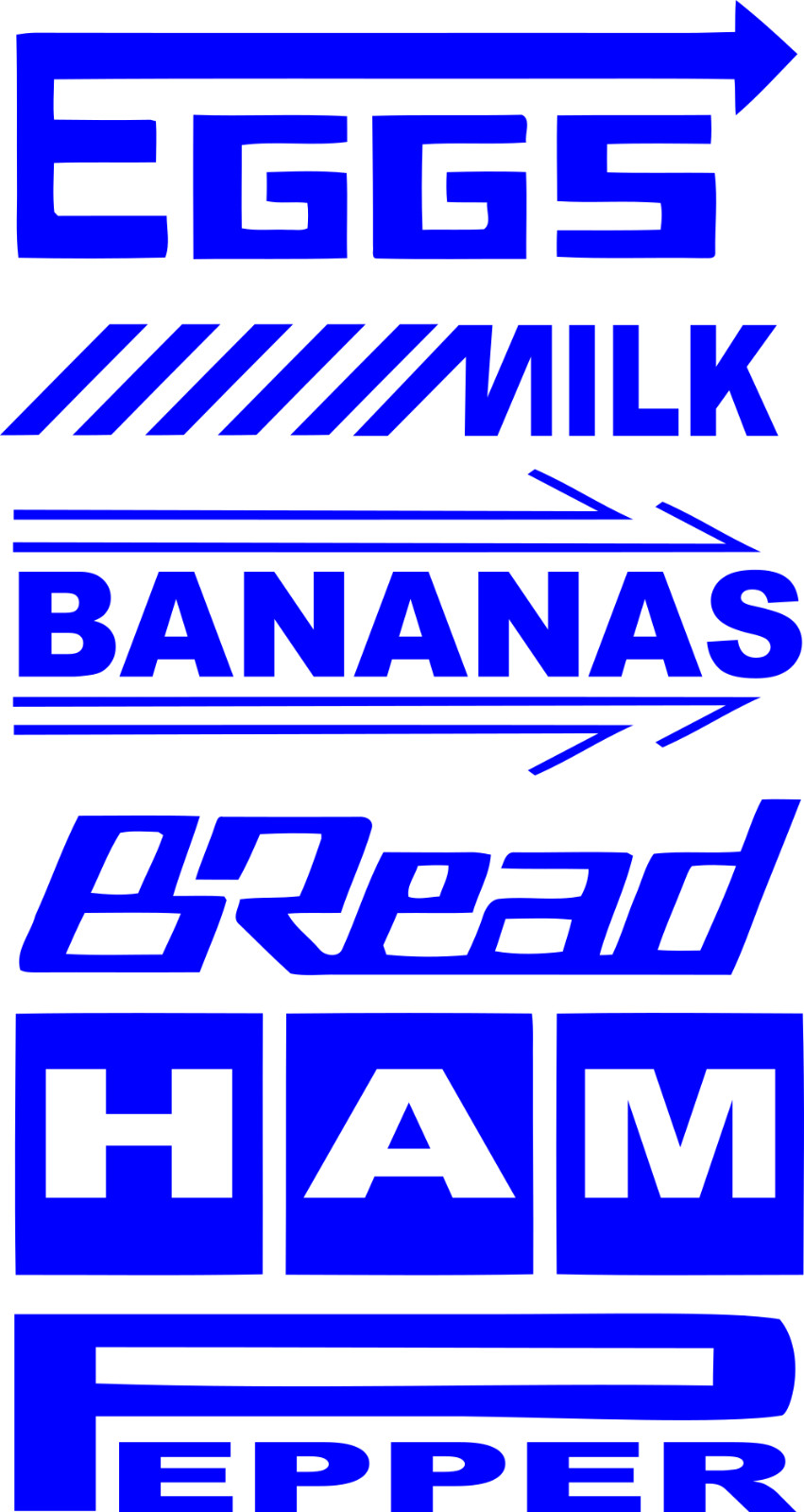 Grocery Getter list funny sticker eggs milk bananas bread ham pepper jdm