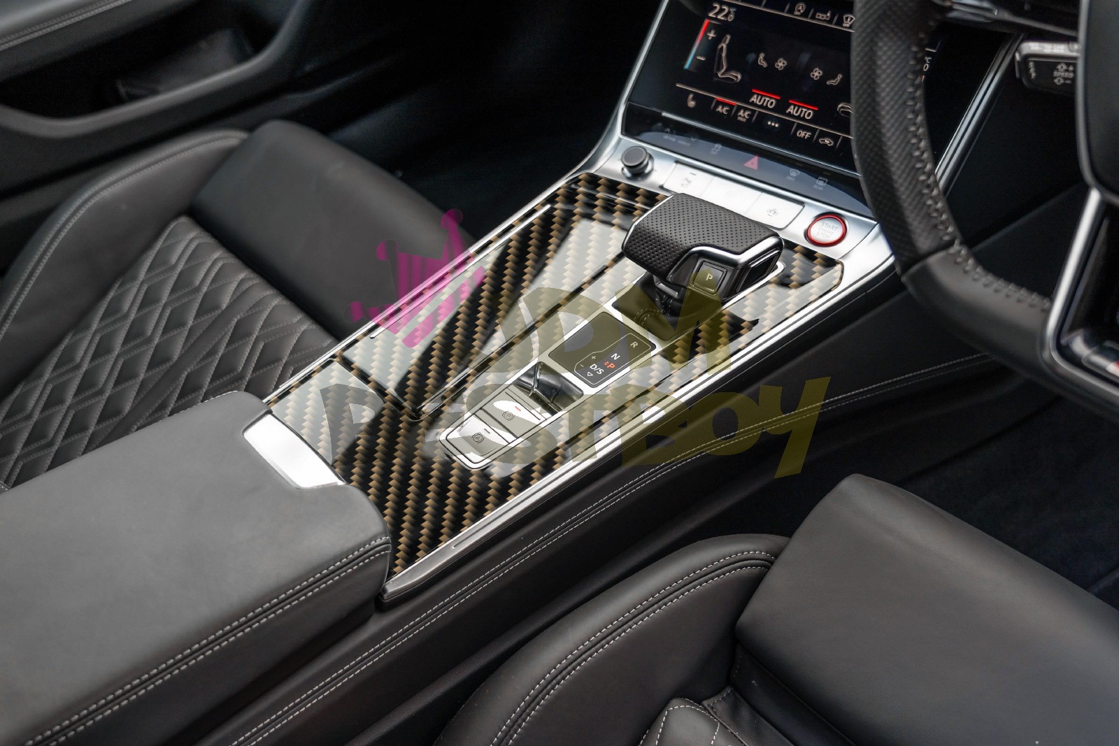 2D Carbon Fiber High Glossy Black Gold Vinyl Wrap Sticker Air Release Sheet Film