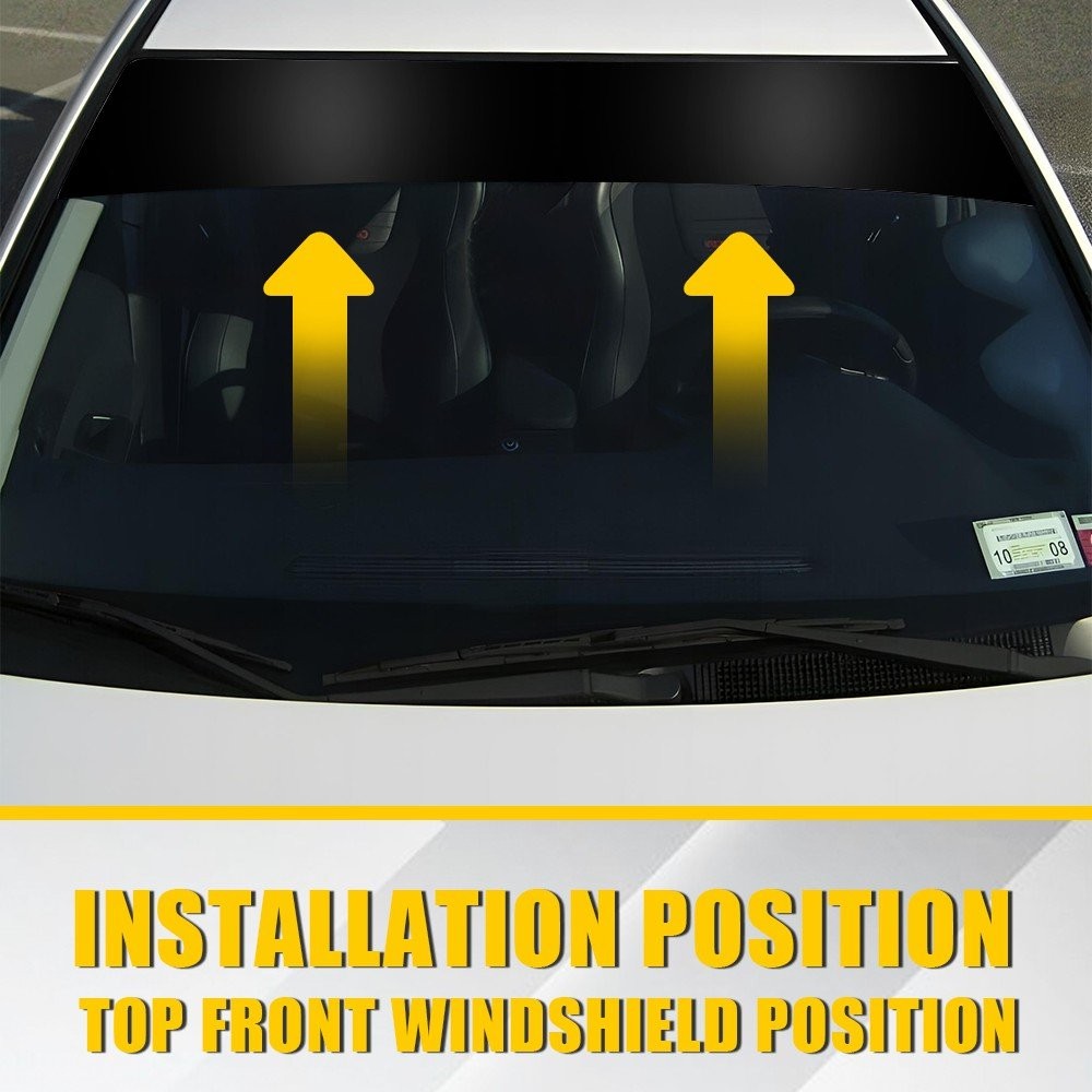 Windshield Decal Black Sun Visor Tint Film Front Window Trim Banner Anti-UV USA