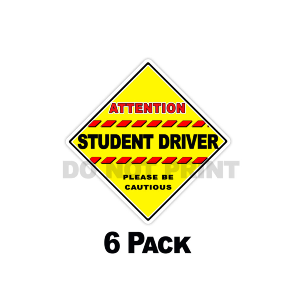 Attention Student Driver – Please be Cautious – Decals DIAGONAL Stickers 4″