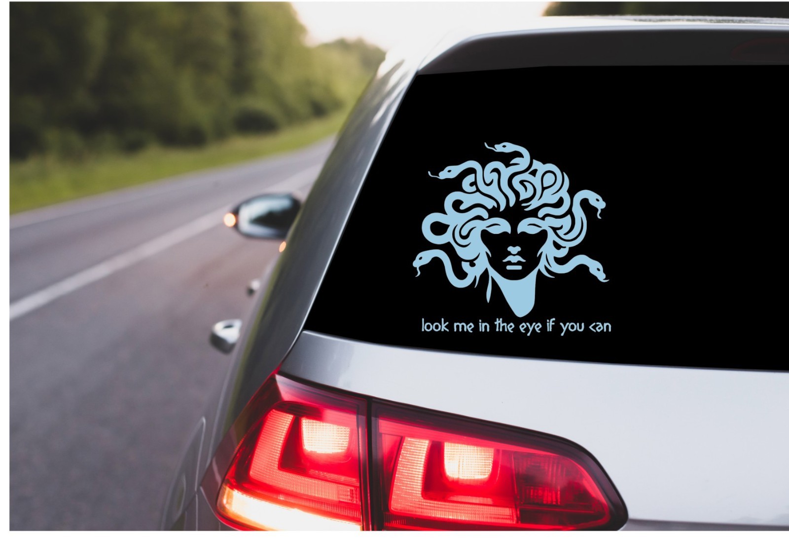 Medusa Car Decal, Oracal Vinyl Sticker Look me on the eye if you can