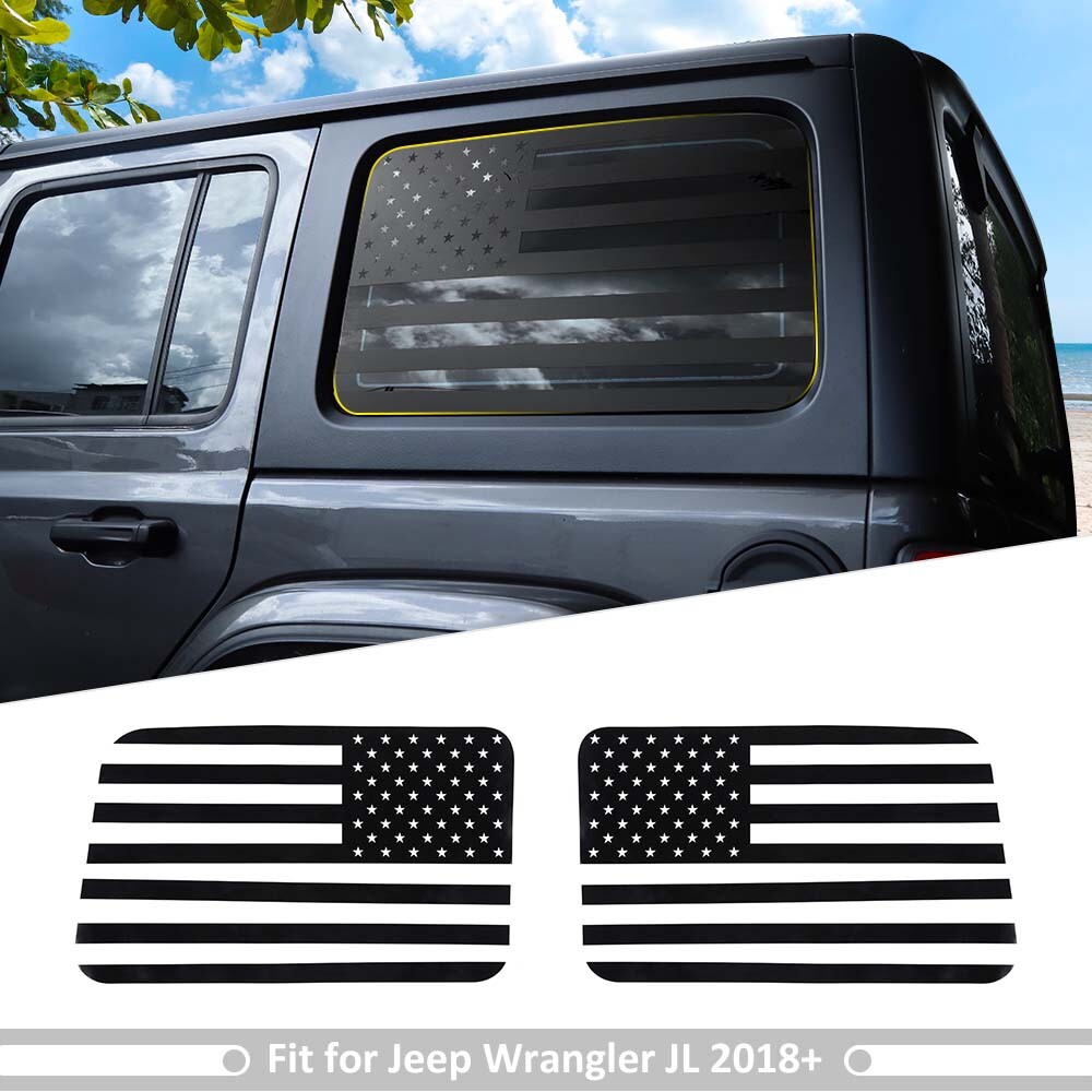 Side Window US Flag Sticker Rear Window Trim Cover 2018-21 For Jeep Wrangler JL