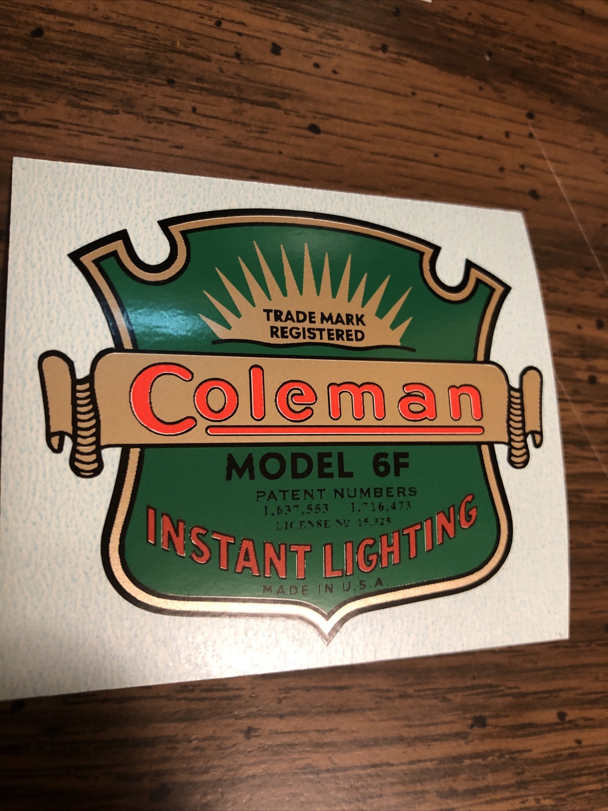 Coleman Instant Lighting Decal For 6F Stove Vinyl Easy To Install