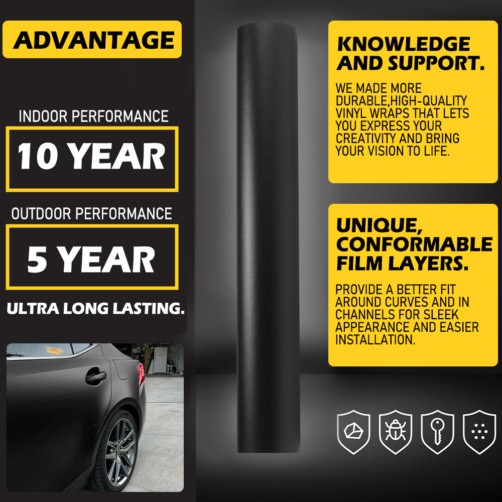 Matte Flat Black Vinyl Film Wrap Sticker Decal Bubble Free Air Release Channel
