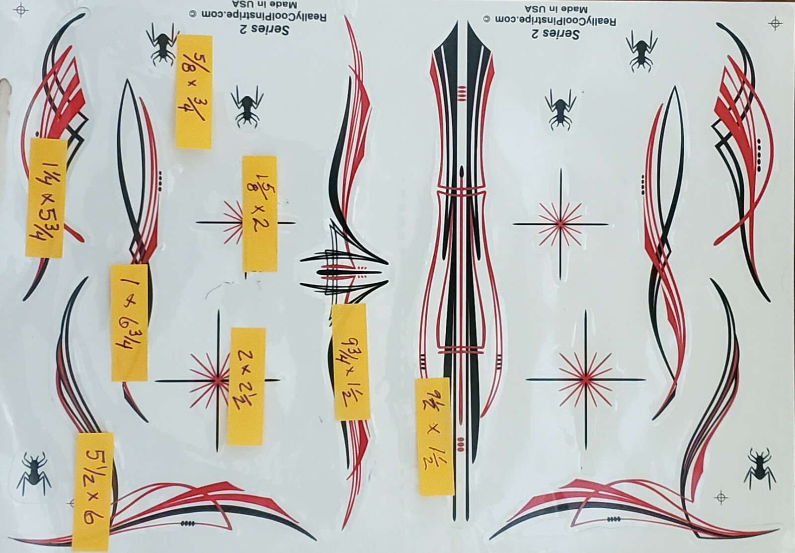 Really Cool Pinstripe Car Boat Motorcycle Glass+ MORE Black/Red Decals QTY 18!