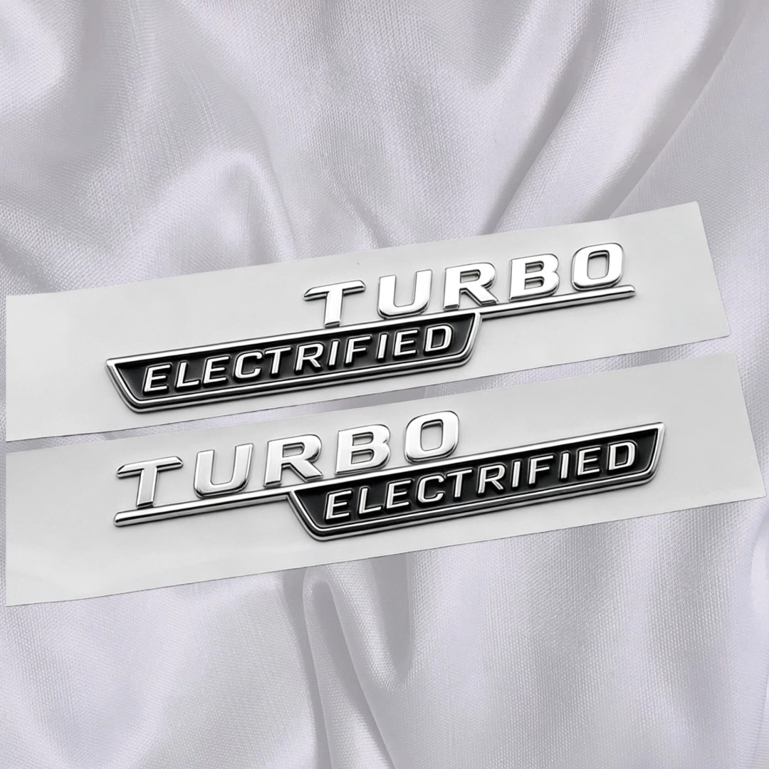Chrome Black Fender Side TURBO ELECTRIFIED Trunk Letters Emblems Badges