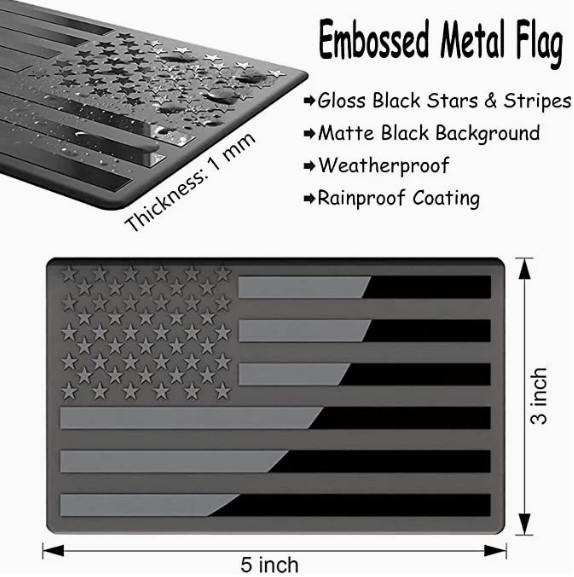 2PCS Metal Car Sticker USA Flag Black Stickers 3D Truck Decal Emblem