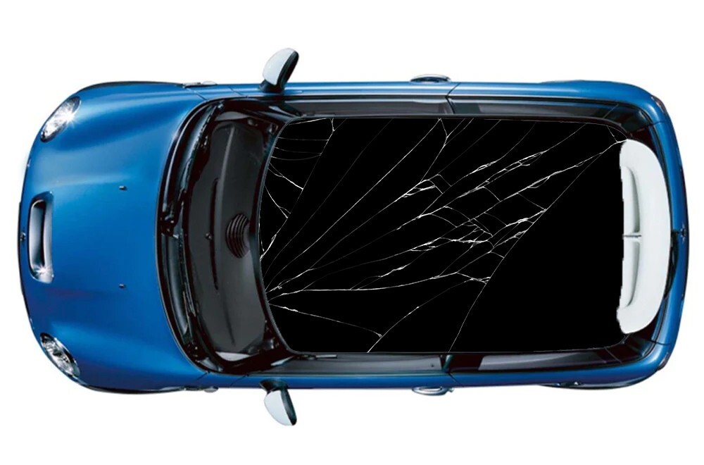 Broken Glass Appearance Mini Cooper Roof Wrap Vinyl Graphic Decal Sticker New