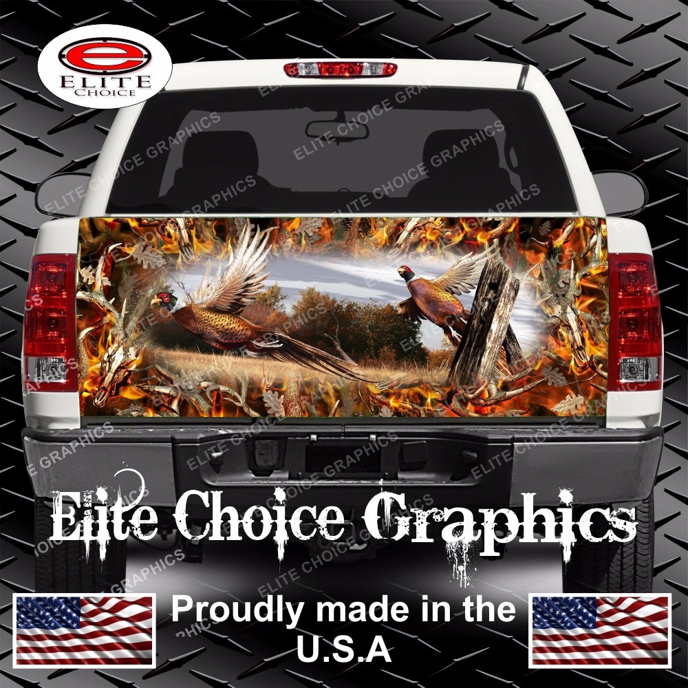 Ringneck Pheasant Buck Blaze Camo Truck Tailgate Wrap Vinyl Graphic Decal Wrap