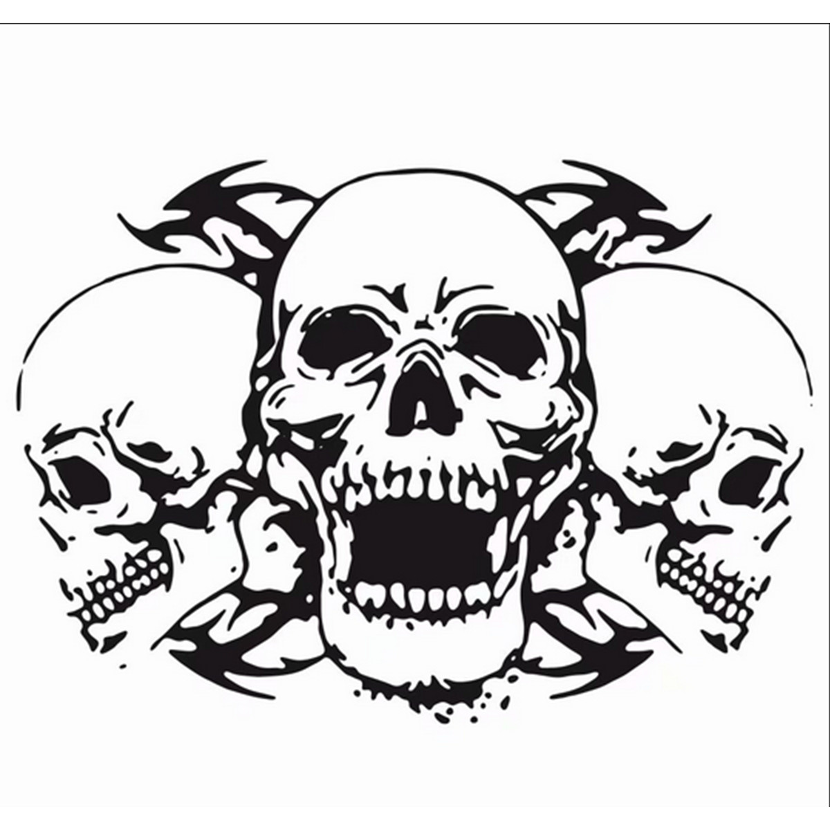 Black Triple Skull Graphics Vinyl Car Sticker Hood Decal Body Waterproof 39X60CM