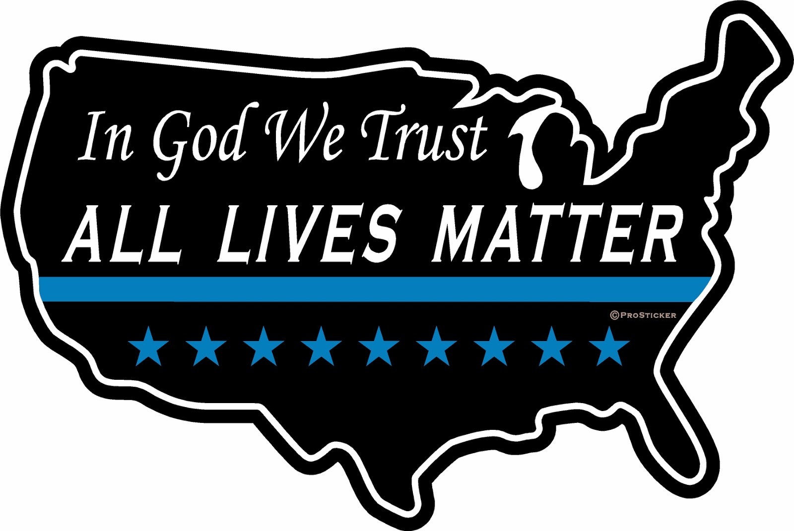 ProSticker 1123 (One) 4″x6″ All Lives Matter In God We Trust Blue Line Decal