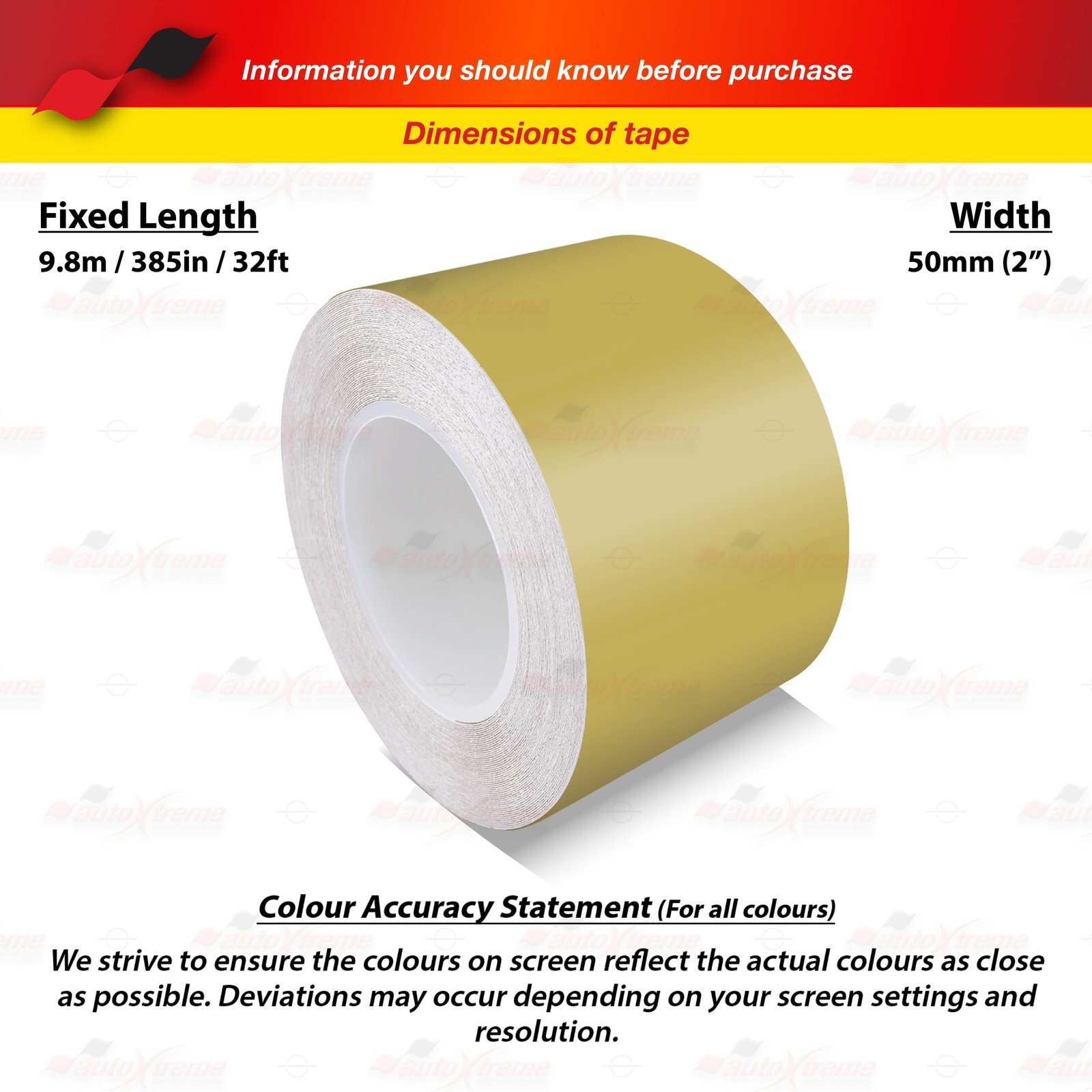 2″ Vinyl Pinstriping Pin Stripe Car Styling Tape Decal Sticker 50mm MATTE GOLD