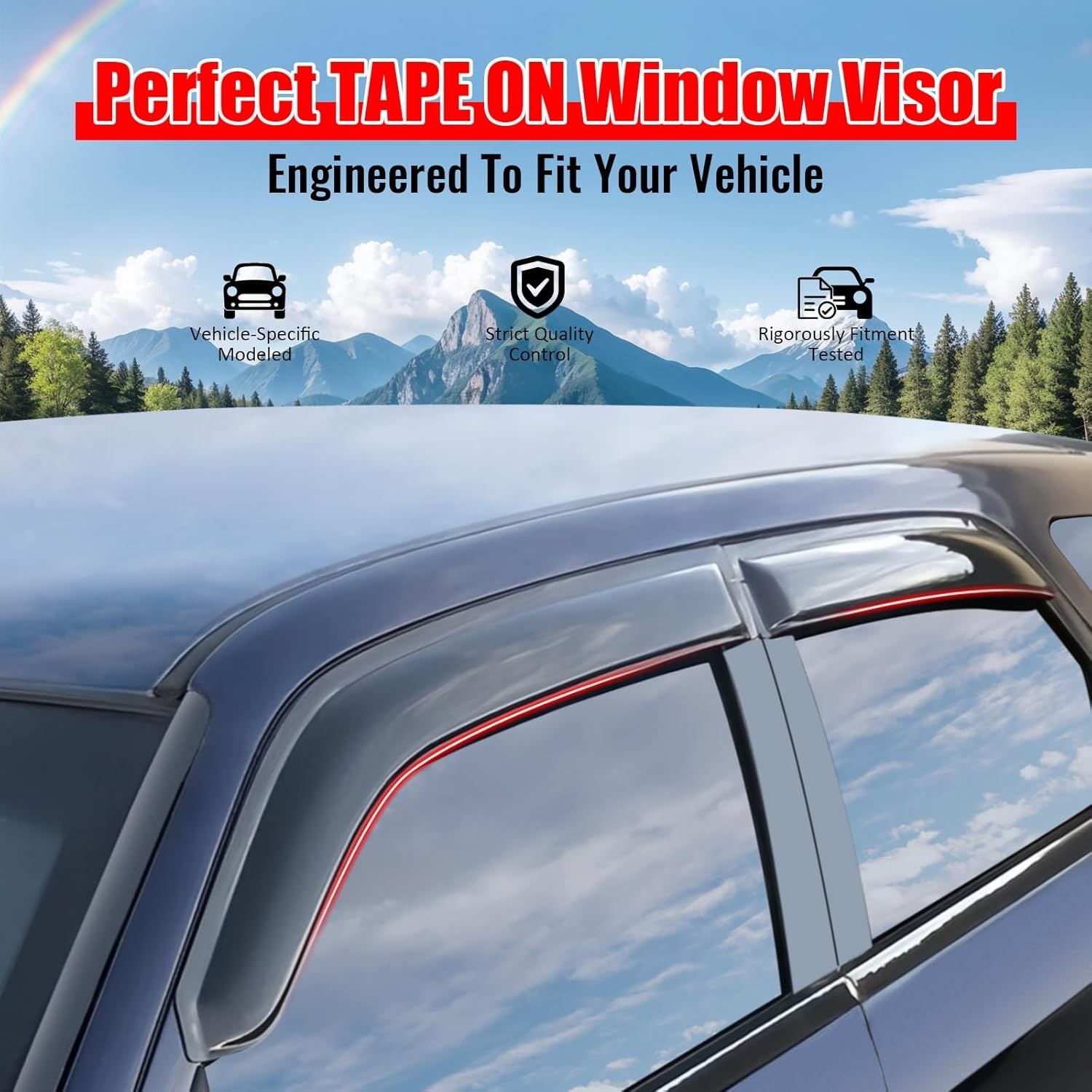 Tape on Window Visors Compatible with 2022-2026 Kia Carnival, Acrylic Smoke/T…