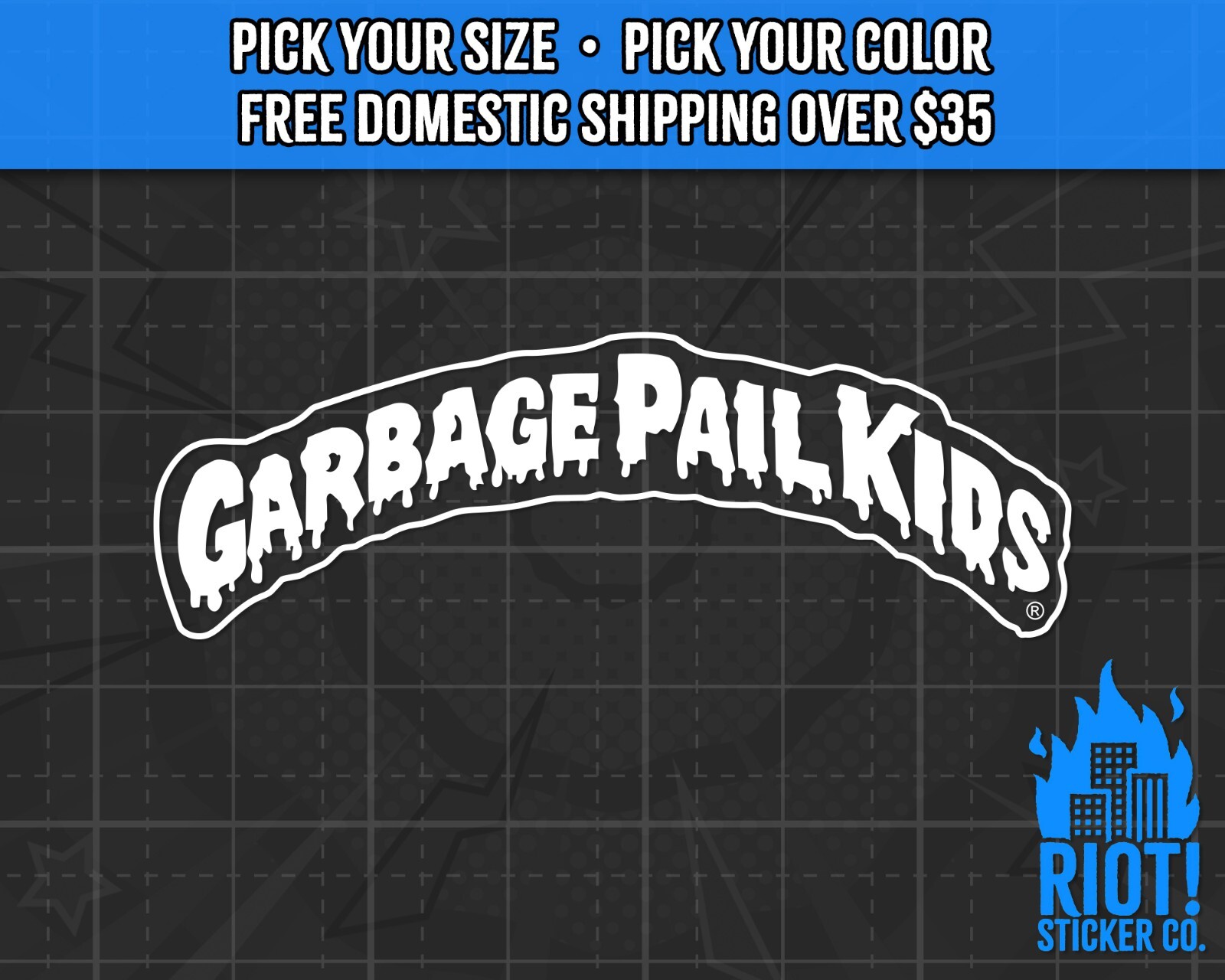 Garbage Pail Kids Decal for Car Sticker for Laptop Yeti Window 80’s Pop Culture