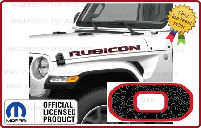 18 – 25 Jeep Wrangler RUBICON Hood Decals Stickers JL map hiking red black FJ3H0