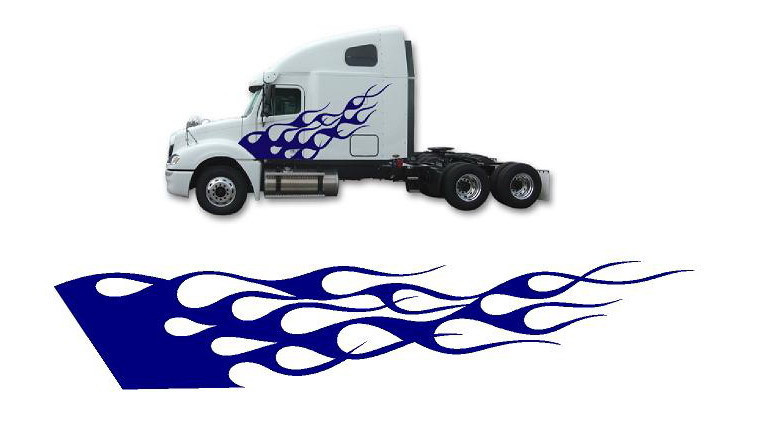 SEMI #2 DECAL VINYL GRAPHICS AUTO VAN VEHICLE SEMI TRAILER CAR TRUCK SUV FLAMES