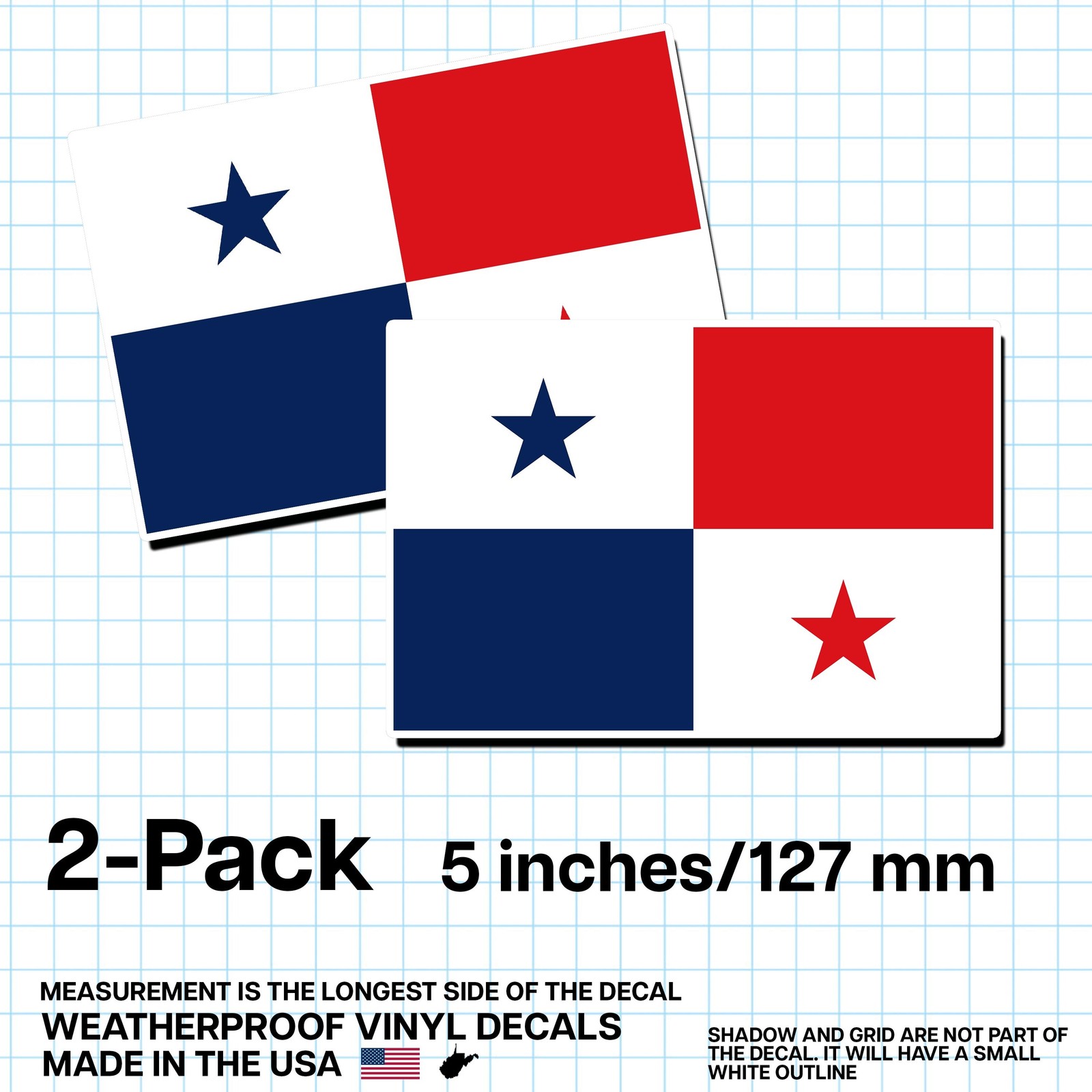 Panama Flag Sticker 5″ 2-Pack – PA Decal – Panamanian Pride Vinyl