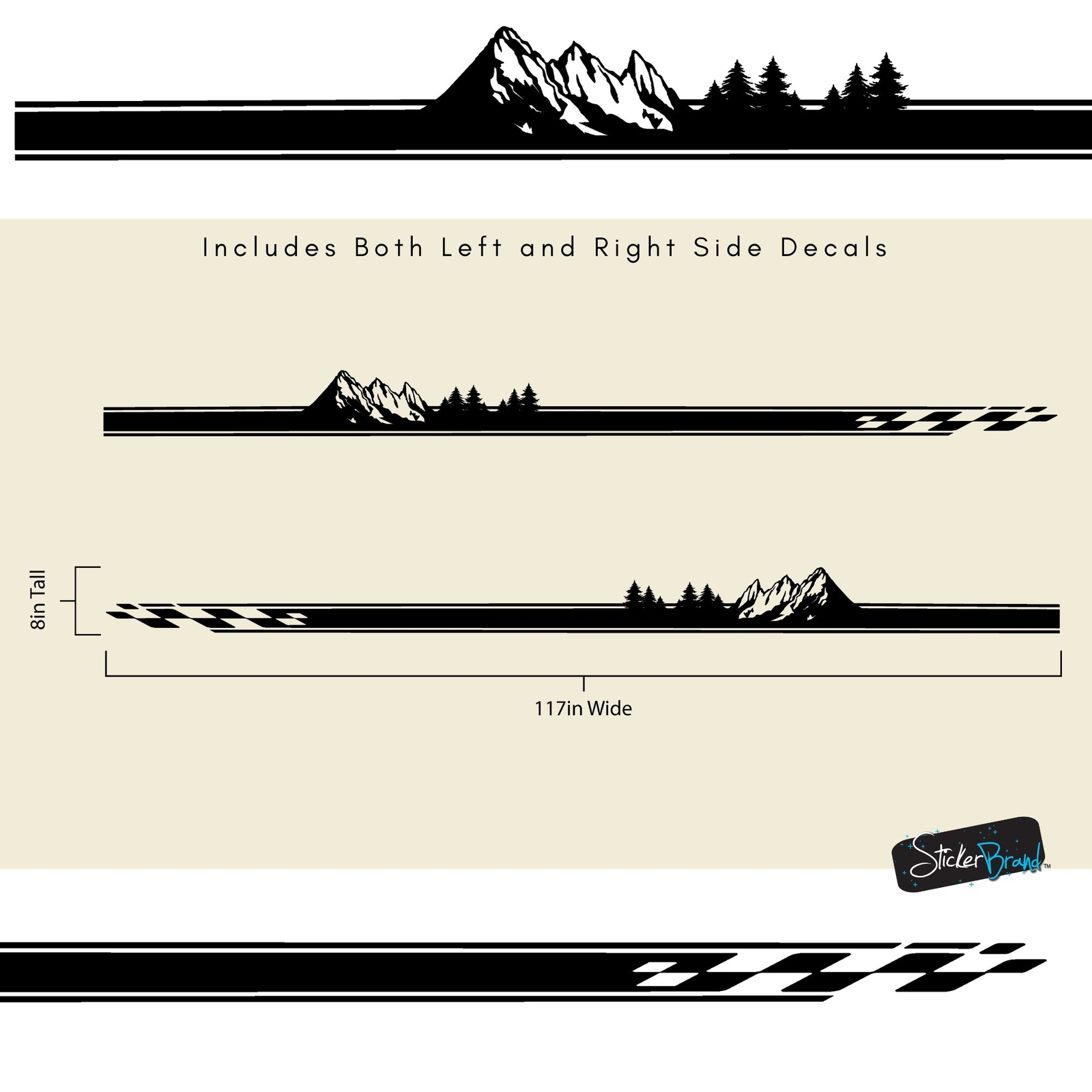 Overland Truck Decal Sticker. Mountain Forest Truck Side Stripes. Universal Fit.