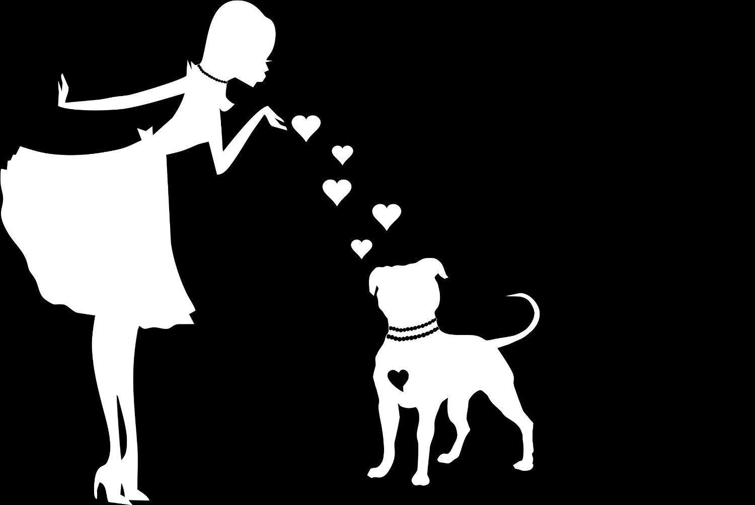 Pitbull Pearls Pitbull Owner Love Heart Vinyl Decal 6″ White