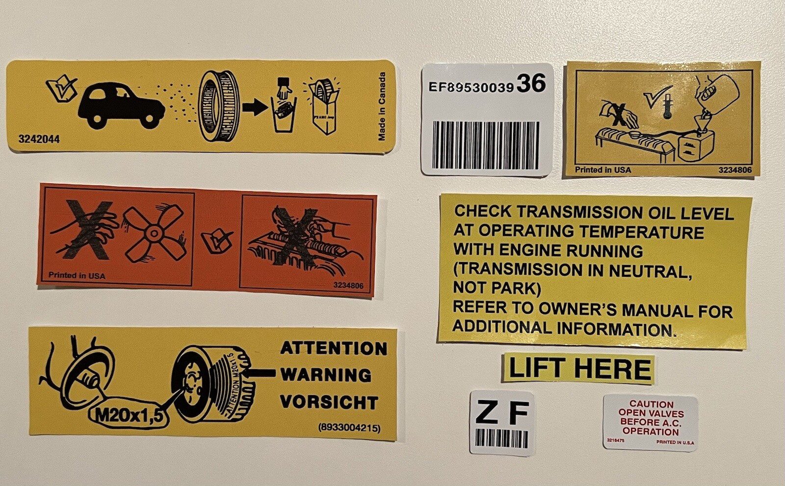 Jeep Grand Wagoneer Under Hood Factory 9 Decal Kit 85-91