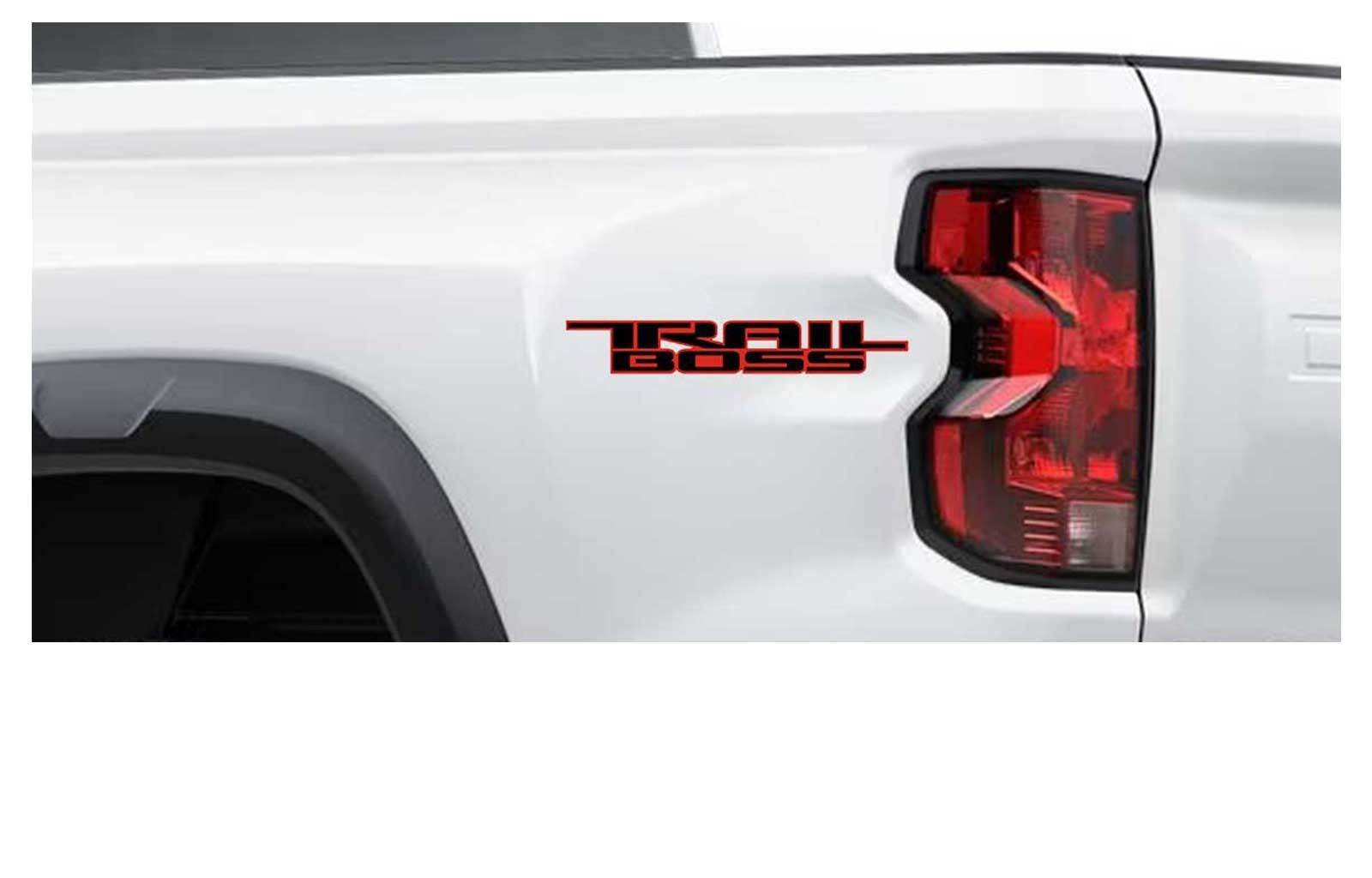 Chevy Colorado Black Red TRAIL BOSS Bedside Decals 2023-2026 Set of 2