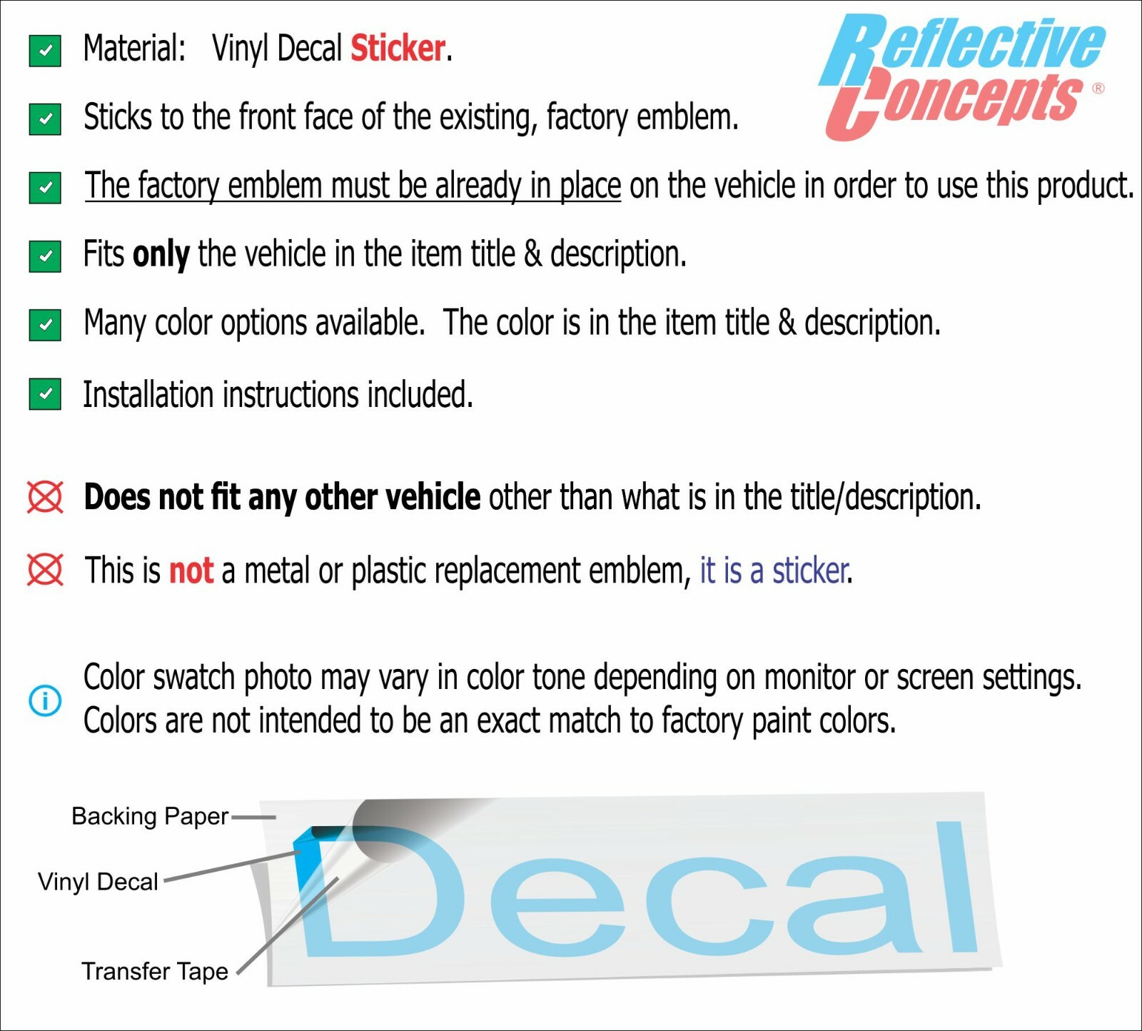 JEEP Front and Rear Emblem Overlay Decals for 2015-2023 Jeep Renegade