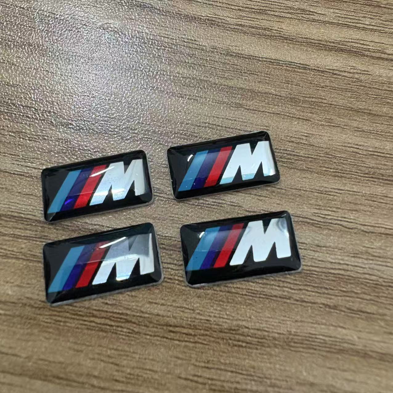 FOR BMW WHEEL M BADGE STICKER EMBLEM Decorative DECAL 17MM X 9MM 4PCS