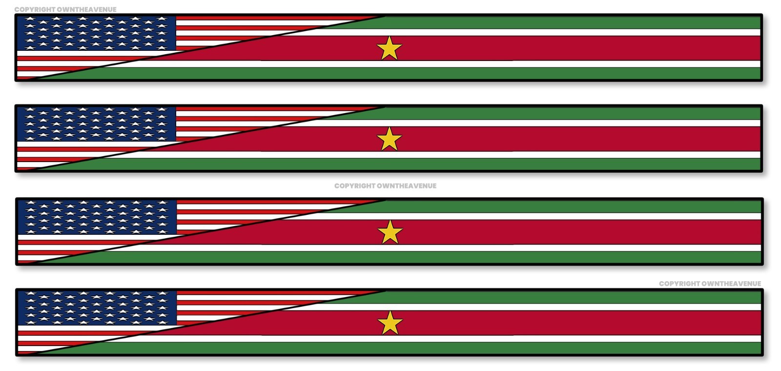 4Pcs Racing Stripes Suriname USA American Flag Sticker Decals 6″ Inches Each