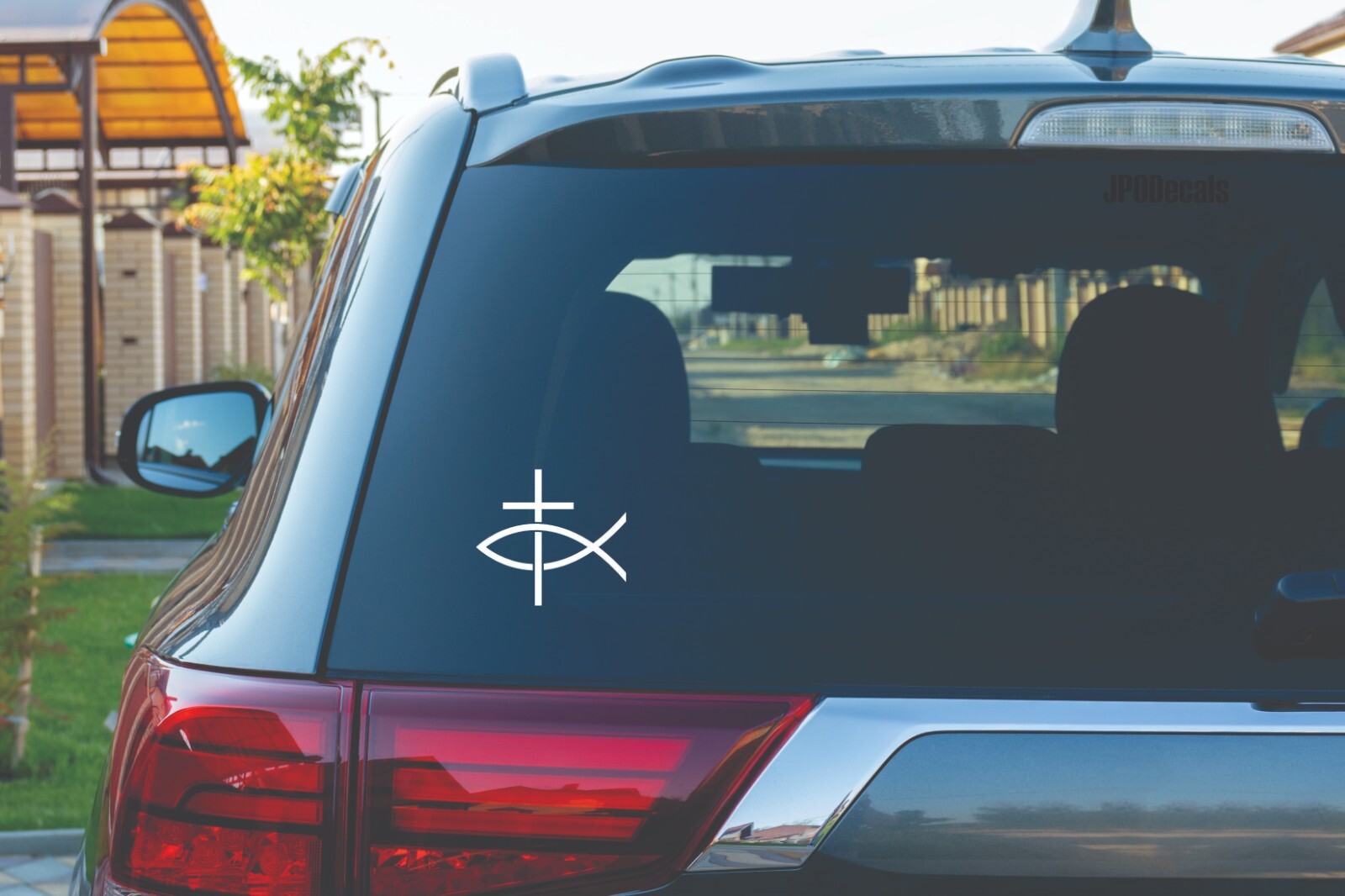 Jesus Fish W/ Cross Die Cut Vinyl Decal Transfer Sticker 4.5″ x 5″ Premium Vinyl