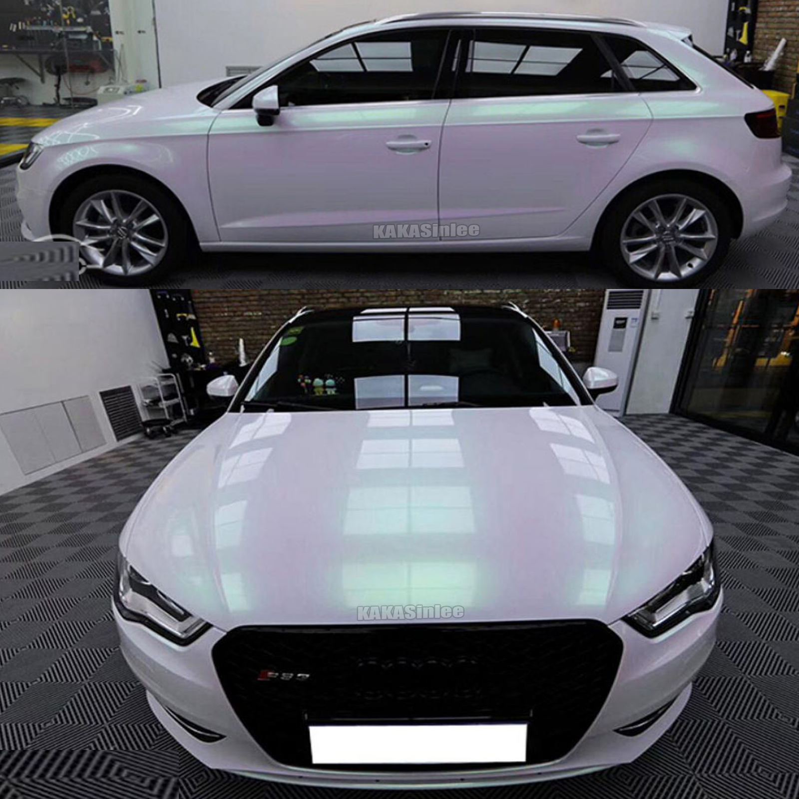 50FT X 5FT Car Wrap Flat Dawn White Stretch Pearl Metal Chrome Vinyl Sticker US
