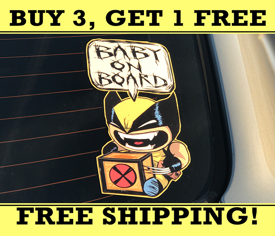 Wolverine Baby on Board X-Men Decal/Sticker