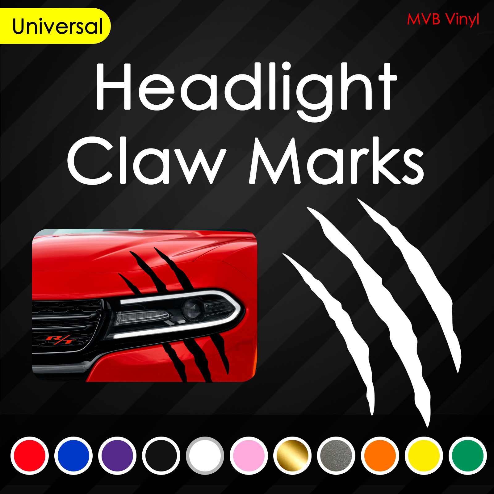 Headlight Claw Scratch Mark Vinyl Decal | Universal Fit Front Bumper Hood 744