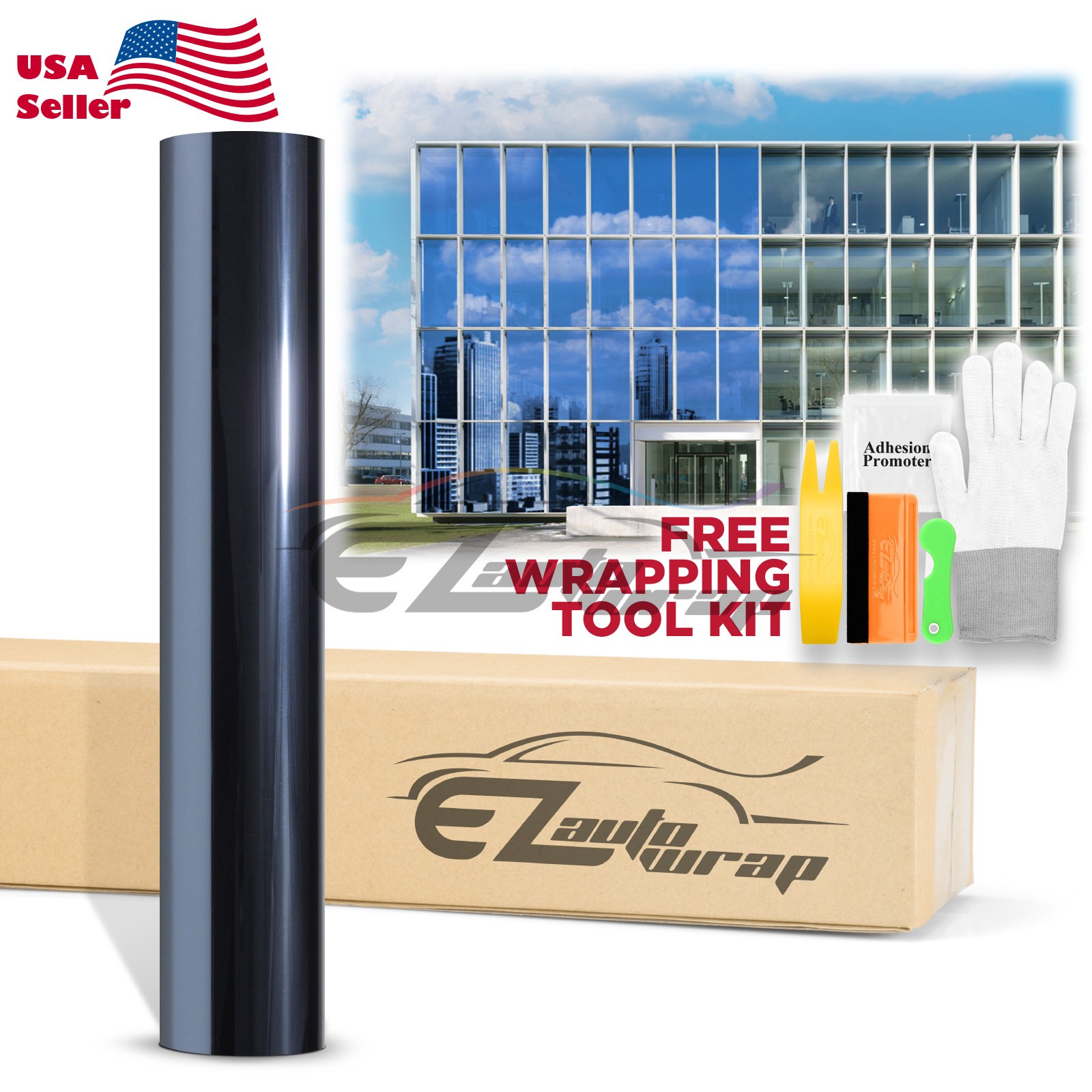 Dark Blue Chrome Window Tint One Way Mirror Film UV Heat Reflective Home Office