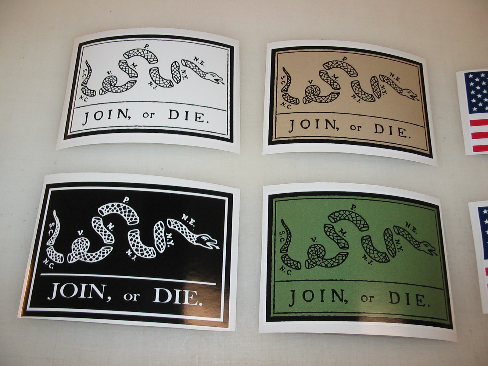 multi JOIN OR DIE FLAG Sticker Decal LOT 4 car Window Truck suv American Snake