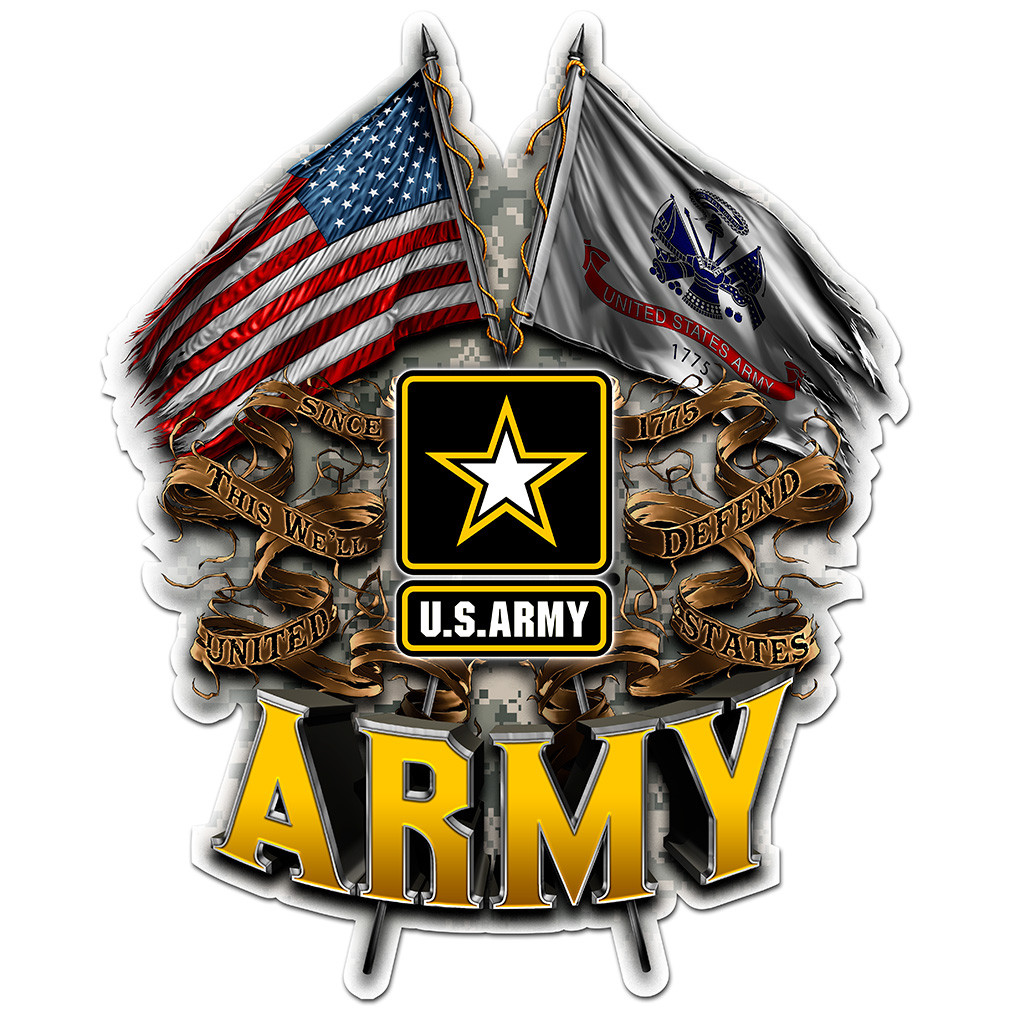 US Army Double Flag Decal High Quality Reflective Army Logo