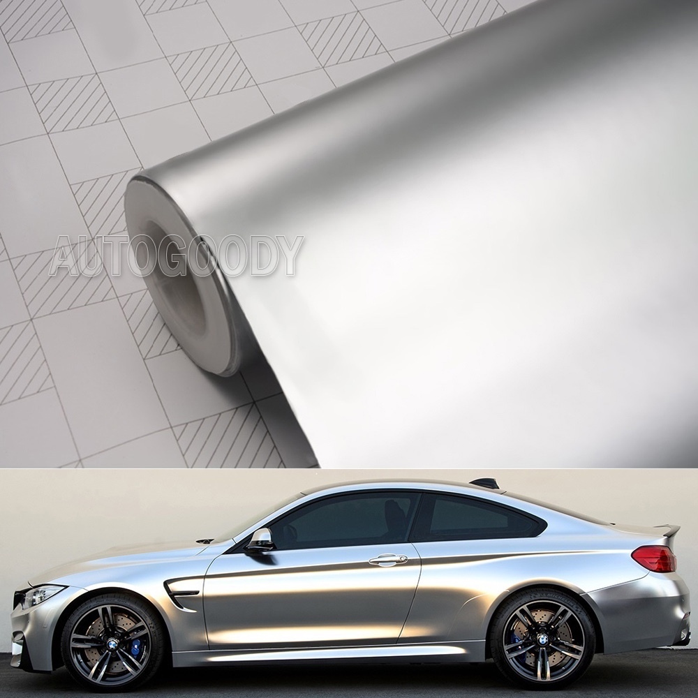 12″ x 60″ Satin Matte Chrome Metallic Silver Vinyl Film Wrap Sticker Bubble Free