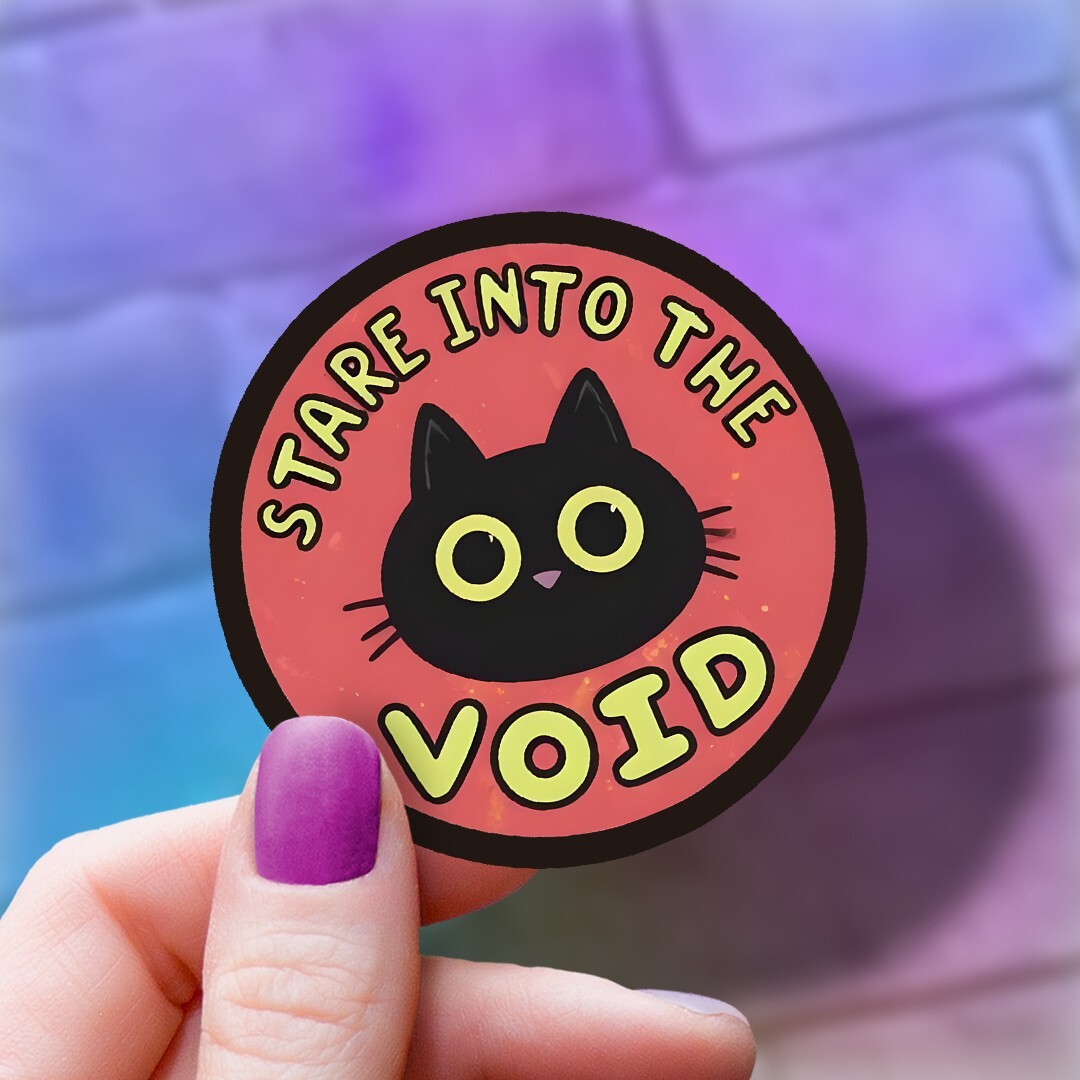 Black Cat Sticker: Stare Into the Void Cat Decal: Laptop, Water Bottle Decal