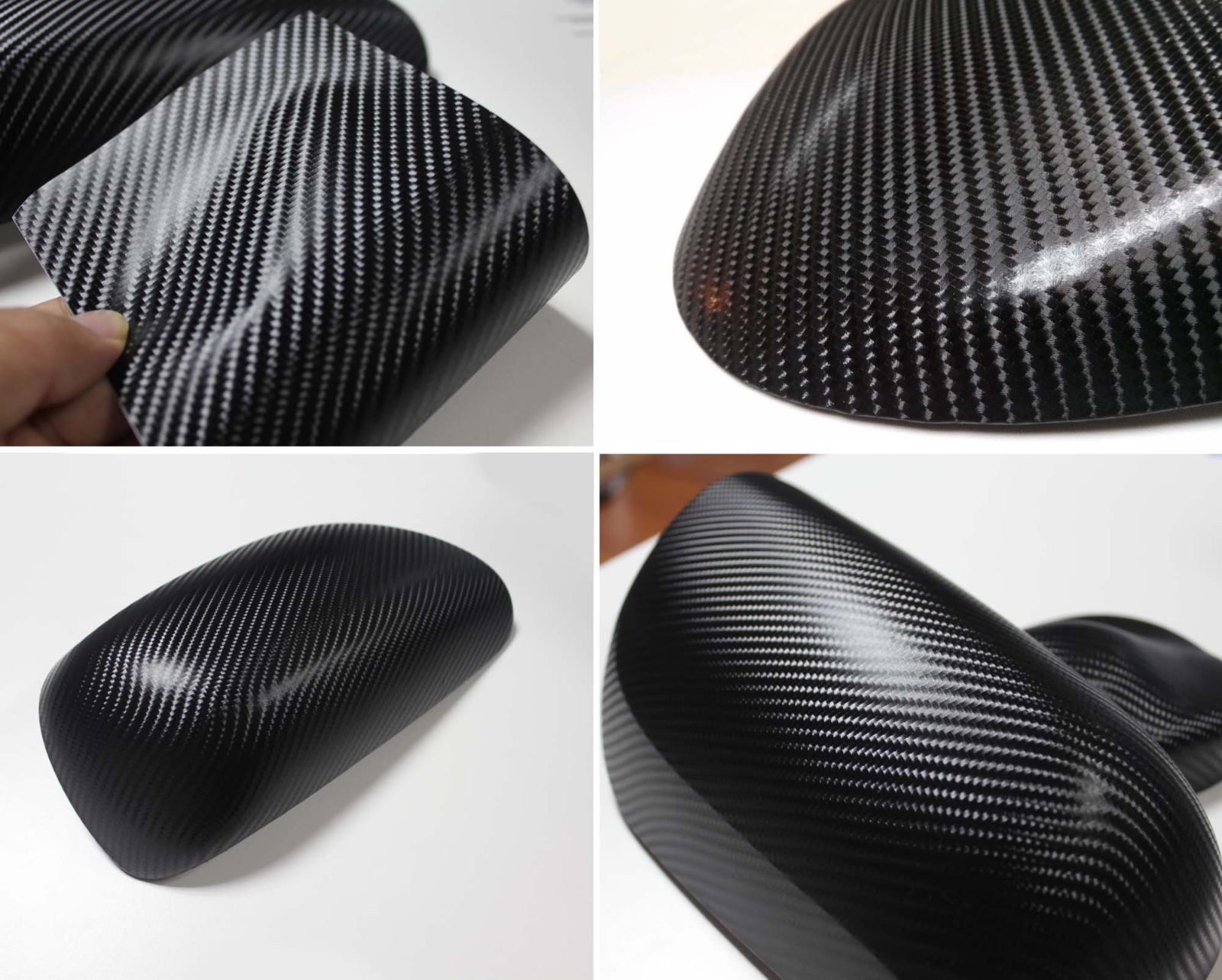 Premium 4D Semi Gloss Black Carbon Fiber Vinyl Wrap Film Bubble Free Air Release