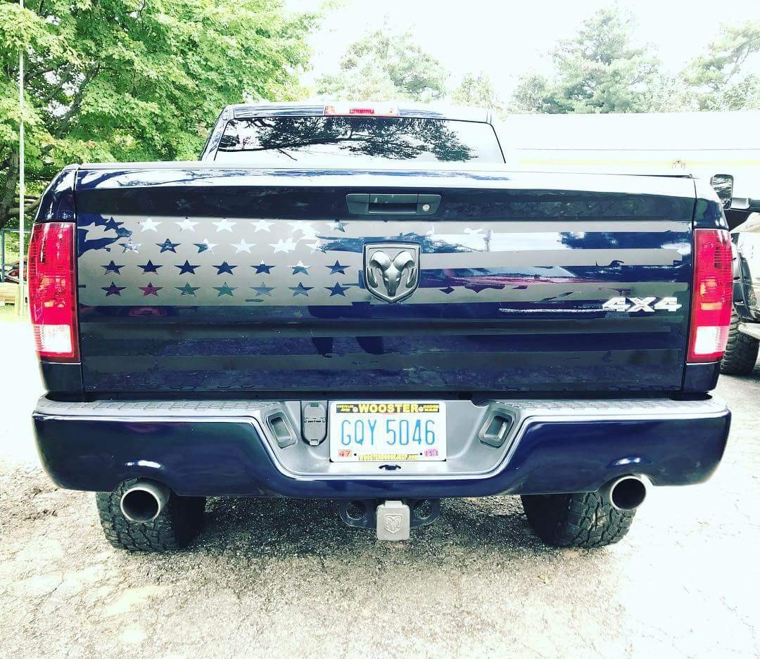 Compatible with Dodge Ram Chevy Ford Toyota..- Full Tailgate Flag .. VINYL