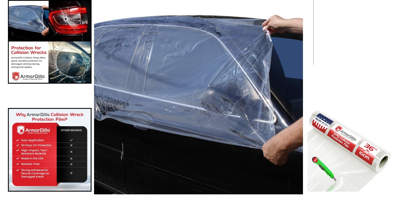 Durable High Tack Collision Wrap 36” x 100ft – 3 Mil Self-Adhesive Protection