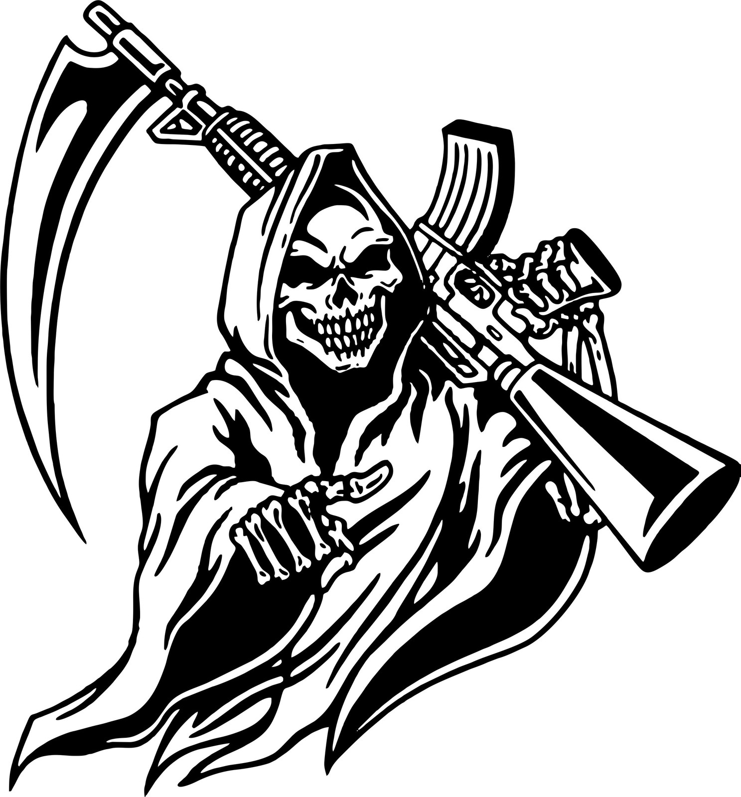 Grim Reaper Machine Gun Hunt Skull Car Truck Window Laptop Vinyl Decal Sticker