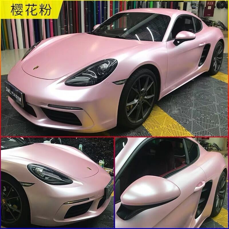 50FT x 5FT Metallic Satin Pearl Chrome Vinyl Wrap Whole Car Sticker Cherry Pink