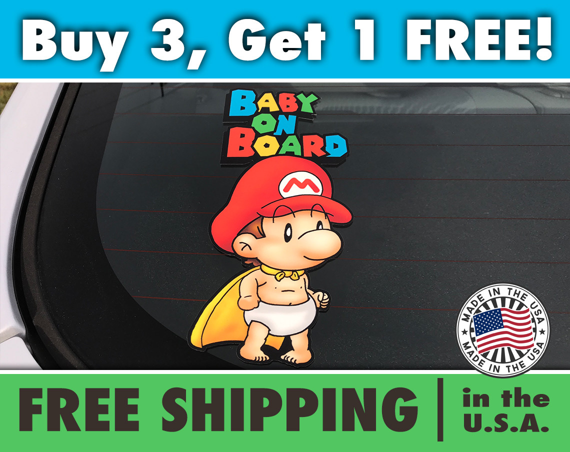 Mario Baby On Board BumperSticker Baby on Board Super Mario Bros Car Decal