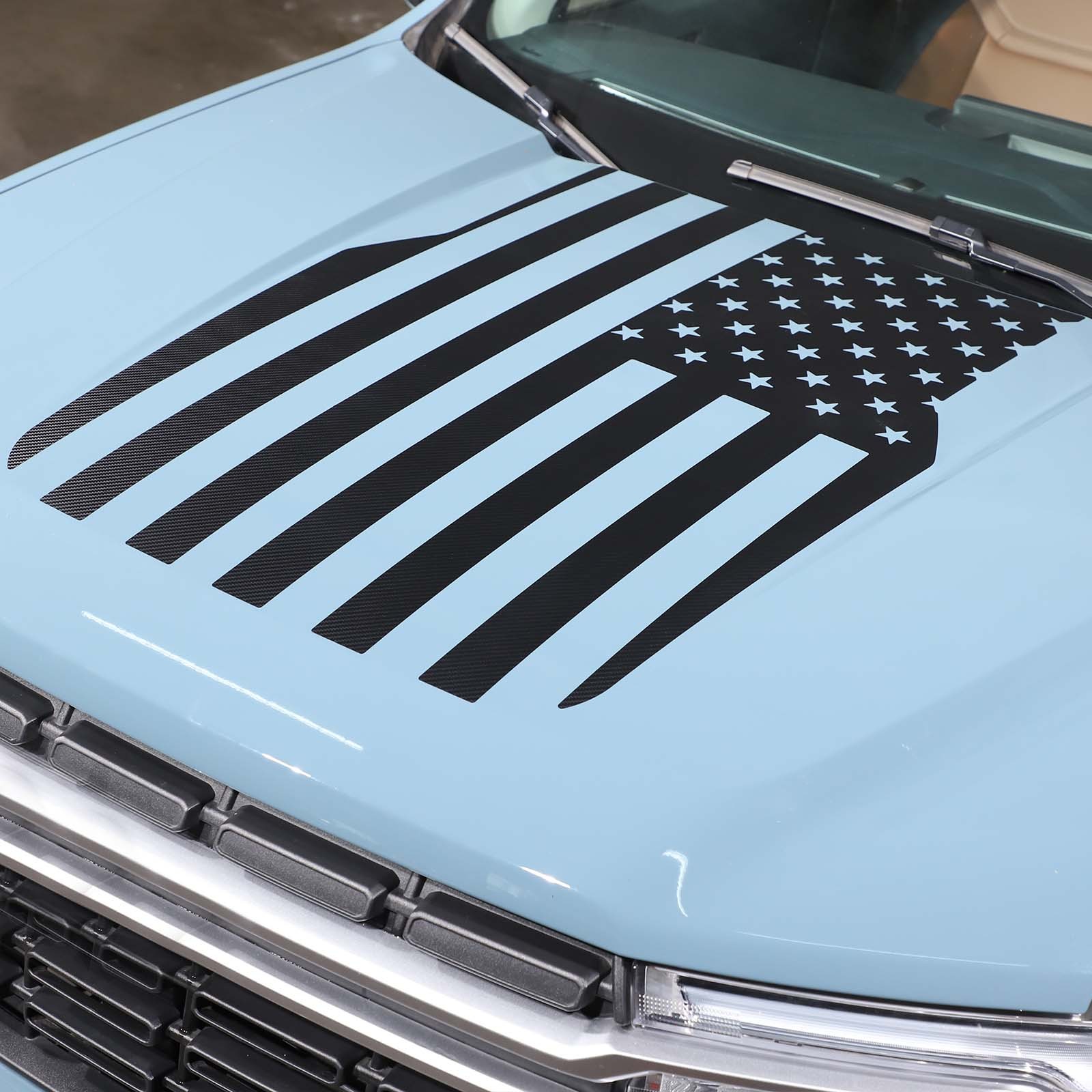 Front Hood Black USA Flag Graphic Vinyl Decal Fit For Ford Maverick 2022-2025 US