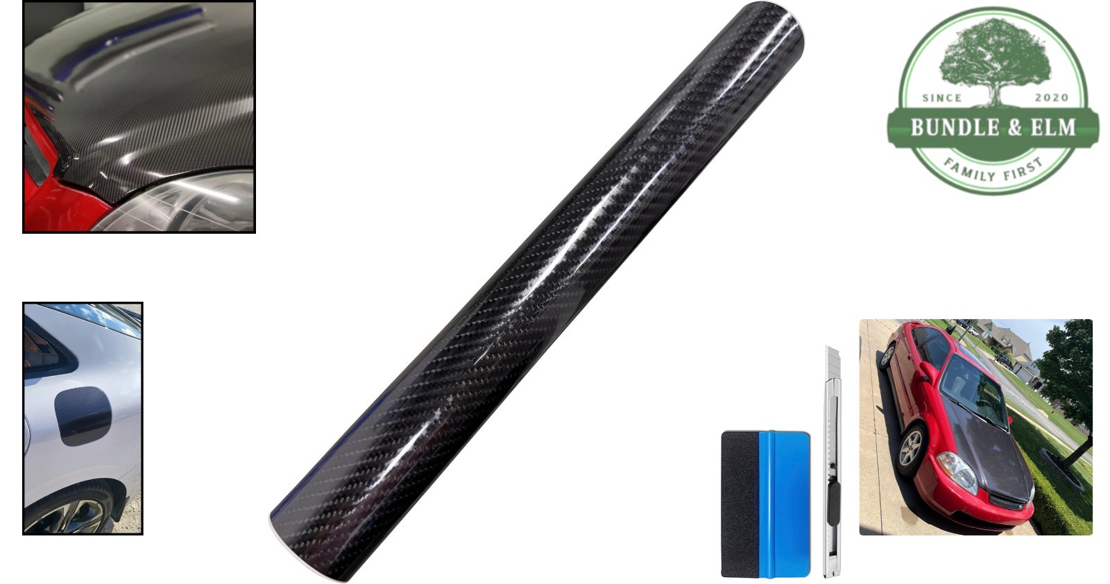 6D Carbon Fiber Vinyl Wrap – Easy Install & Air Release, 2″ x 30ft